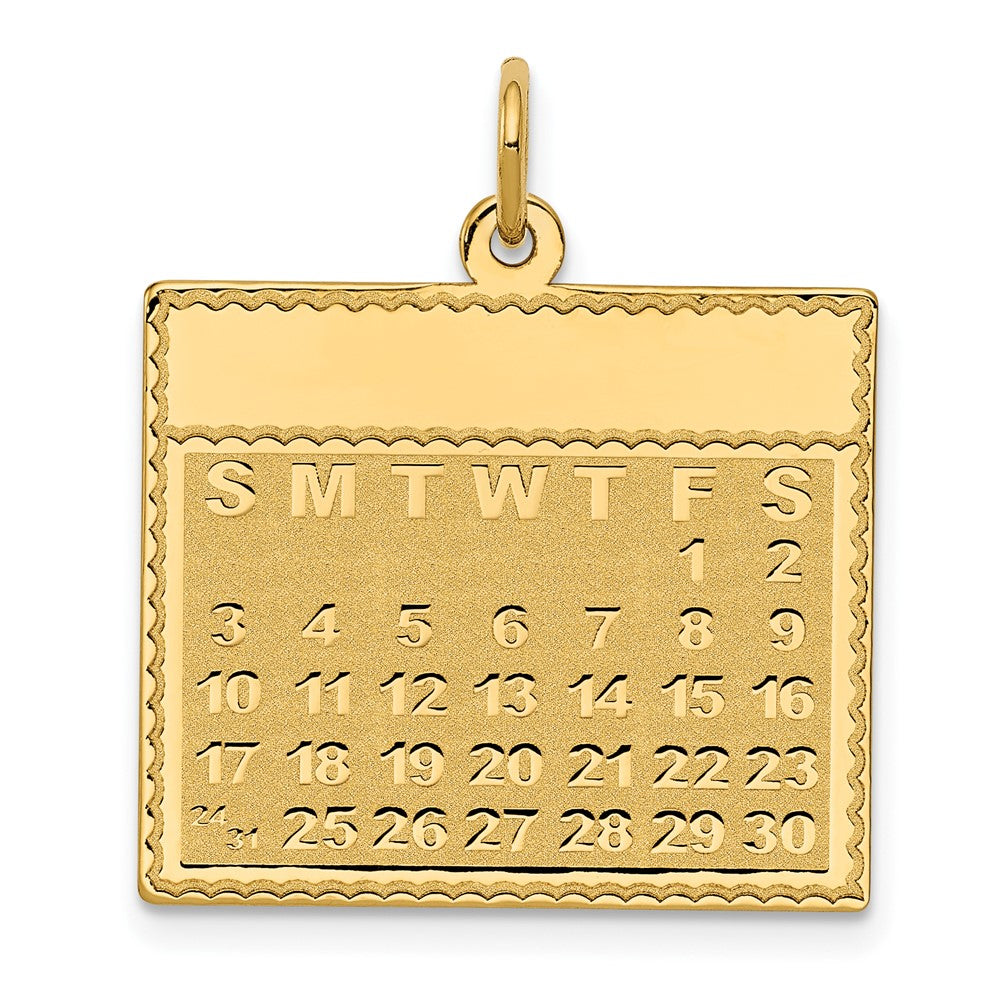 14k Yellow Gold Friday Start Perpetual Calendar Charm or Pendant, 22mm, Item P26059 by The Black Bow Jewelry Co.