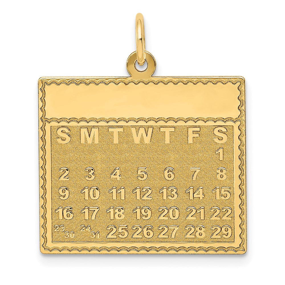 14k Yellow Gold Saturday Start Perpetual Calendar Charm Pendant, 22mm, Item P26060 by The Black Bow Jewelry Co.