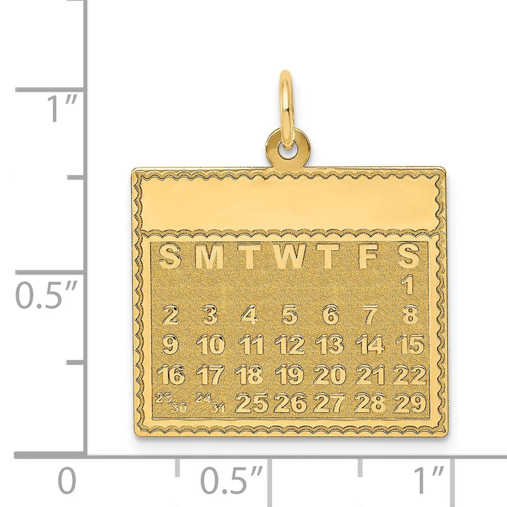 Alternate view of the 14k Yellow Gold Saturday Start Perpetual Calendar Charm Pendant, 22mm by The Black Bow Jewelry Co.