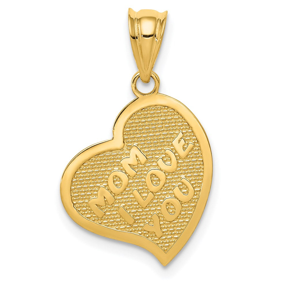 14k Yellow Gold Mom I Love You/Cross Reversible Heart Pendant, 14mm, Item P26079 by The Black Bow Jewelry Co.