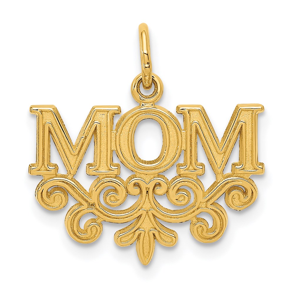 14k Yellow Gold Mom Charm or Pendant, 18mm, Item P26101 by The Black Bow Jewelry Co.