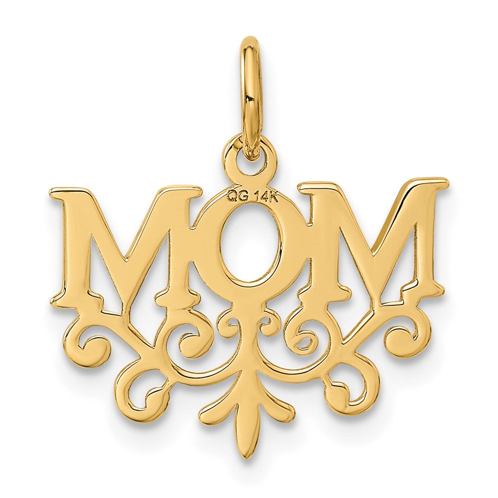 Alternate view of the 14k Yellow Gold Mom Charm or Pendant, 18mm by The Black Bow Jewelry Co.