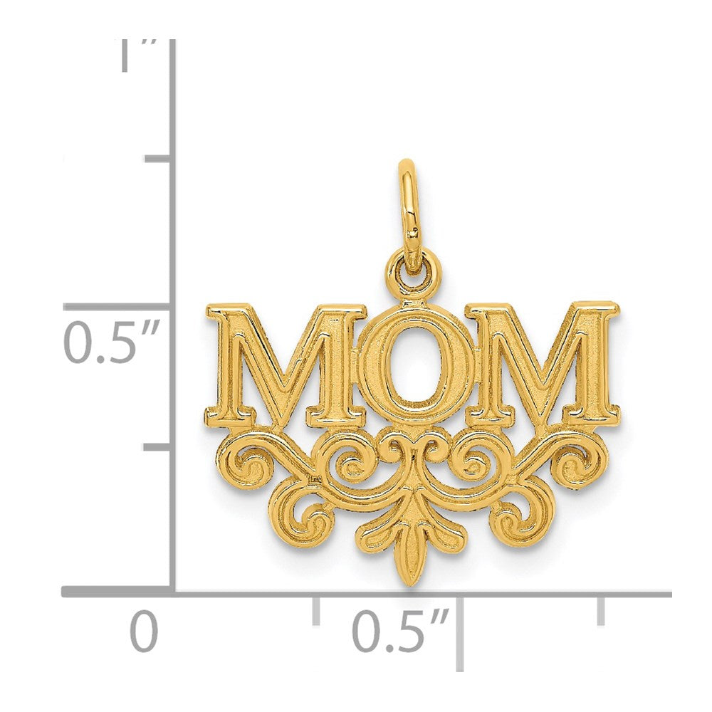 Alternate view of the 14k Yellow Gold Mom Charm or Pendant, 18mm by The Black Bow Jewelry Co.