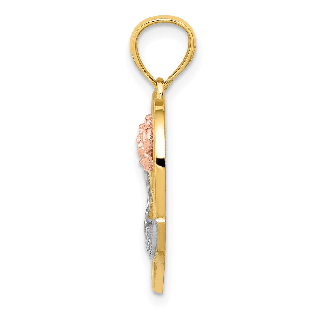 Alternate view of the 14k Two Tone Gold and White Rhodium Grandma Heart Pendant, 19mm by The Black Bow Jewelry Co.