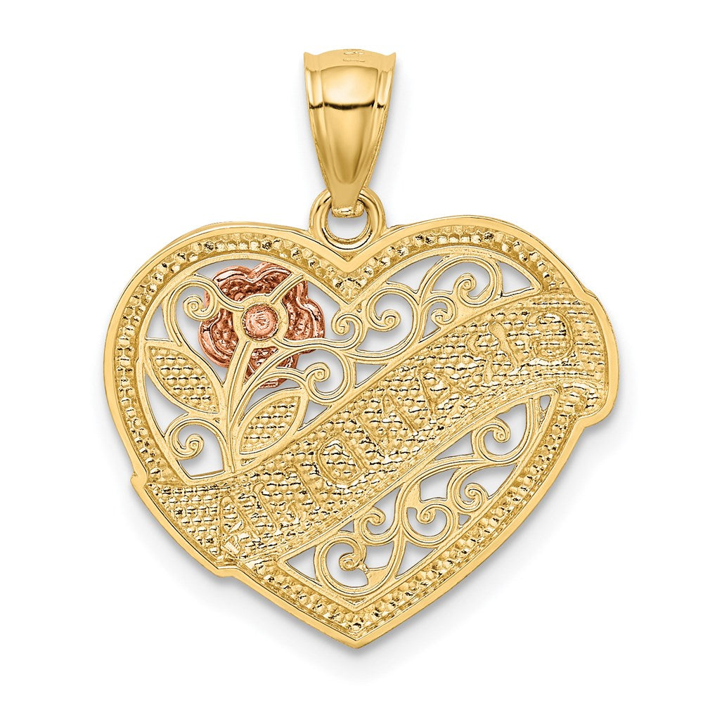 Alternate view of the 14k Two Tone Gold and White Rhodium Grandma Heart Pendant, 19mm by The Black Bow Jewelry Co.