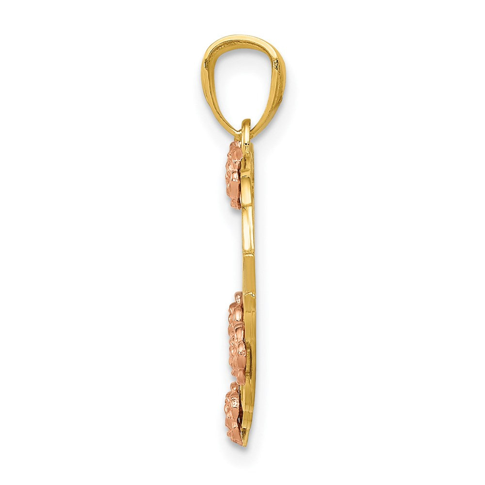 Alternate view of the 14k Two Tone Gold and Rhodium Grandma Heart and Roses Pendant, 21mm by The Black Bow Jewelry Co.