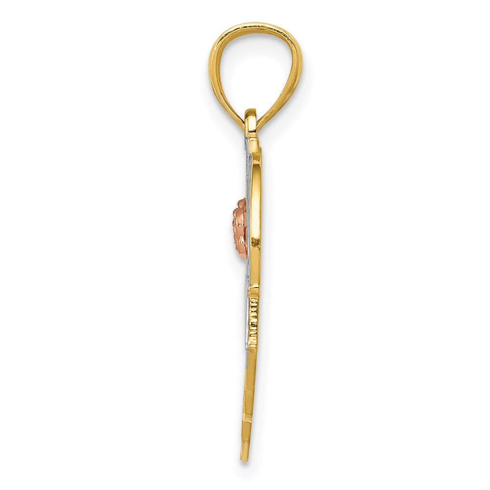 Alternate view of the 14k Two Tone Gold and White Rhodium #1 Grandma Hearts Pendant, 20mm by The Black Bow Jewelry Co.