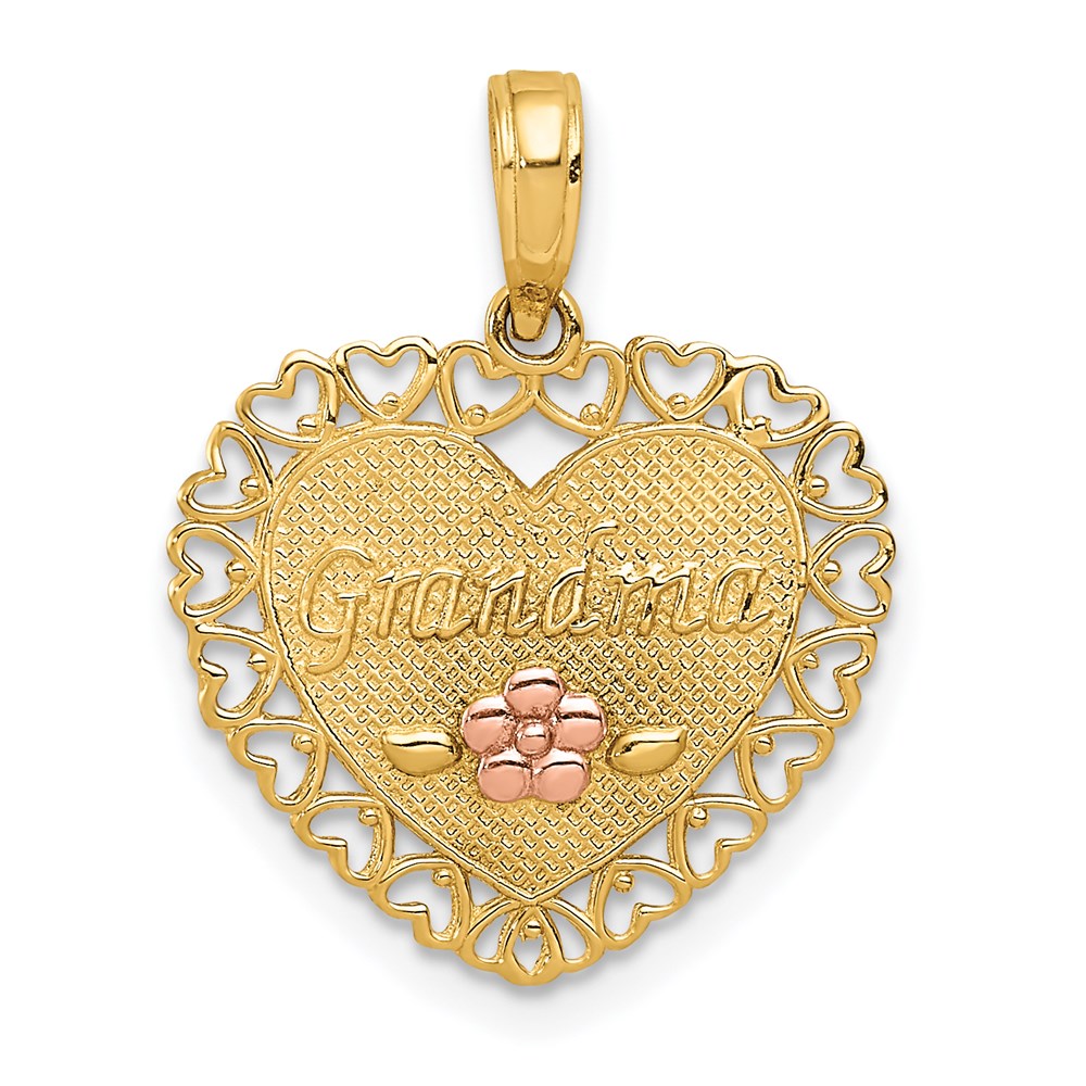 14k Two Tone Gold Grandma Heart Frame Pendant, 18mm, Item P26119 by The Black Bow Jewelry Co.
