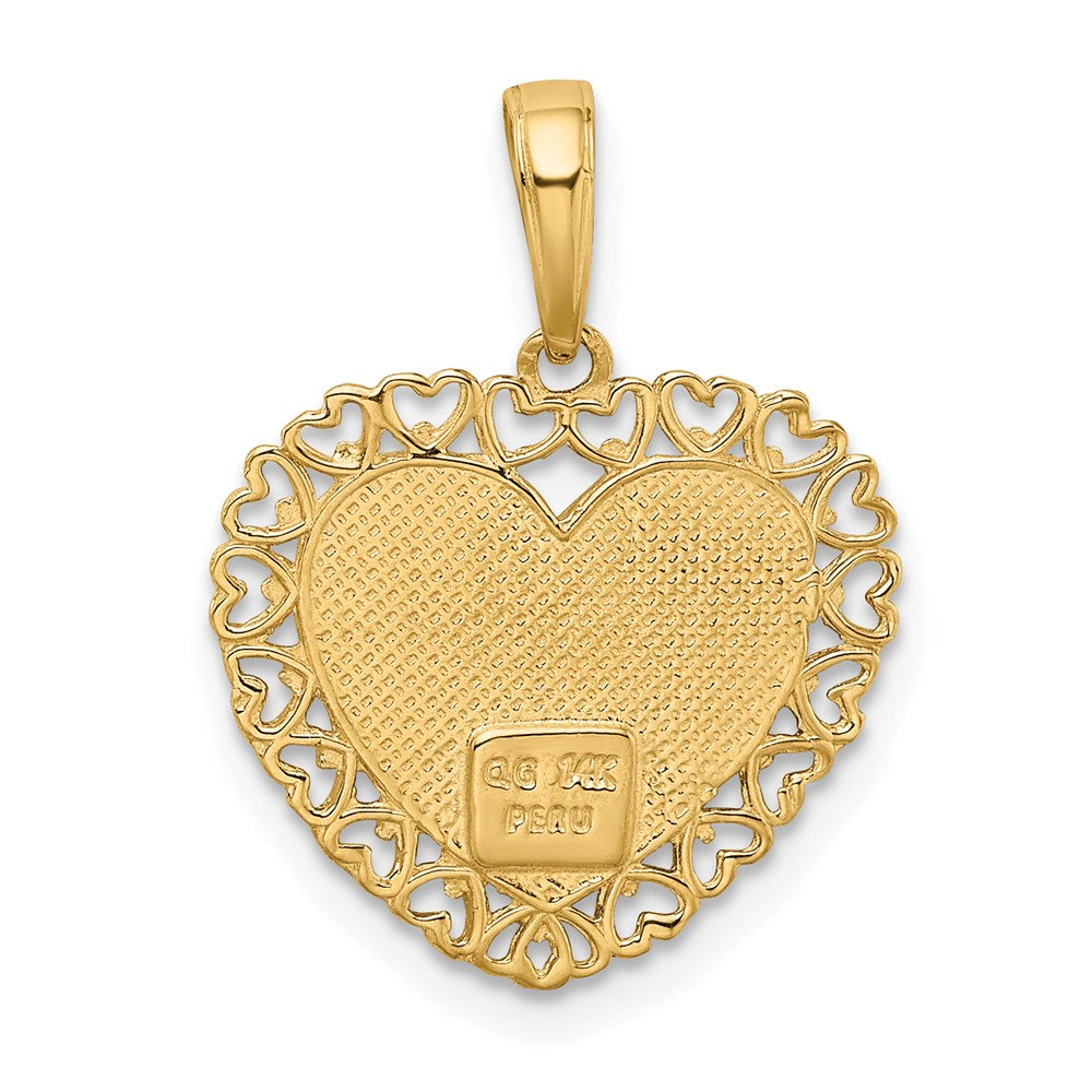 Alternate view of the 14k Two Tone Gold Grandma Heart Frame Pendant, 18mm by The Black Bow Jewelry Co.