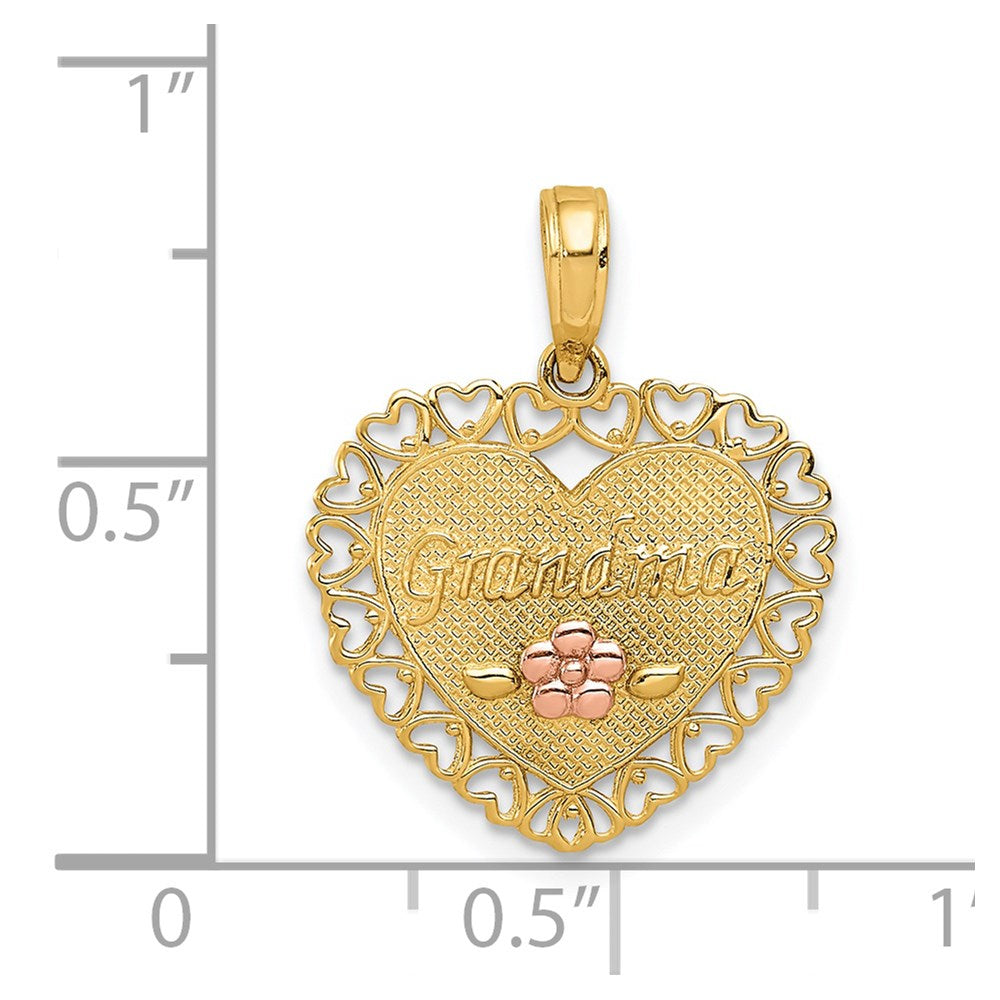 Alternate view of the 14k Two Tone Gold Grandma Heart Frame Pendant, 18mm by The Black Bow Jewelry Co.