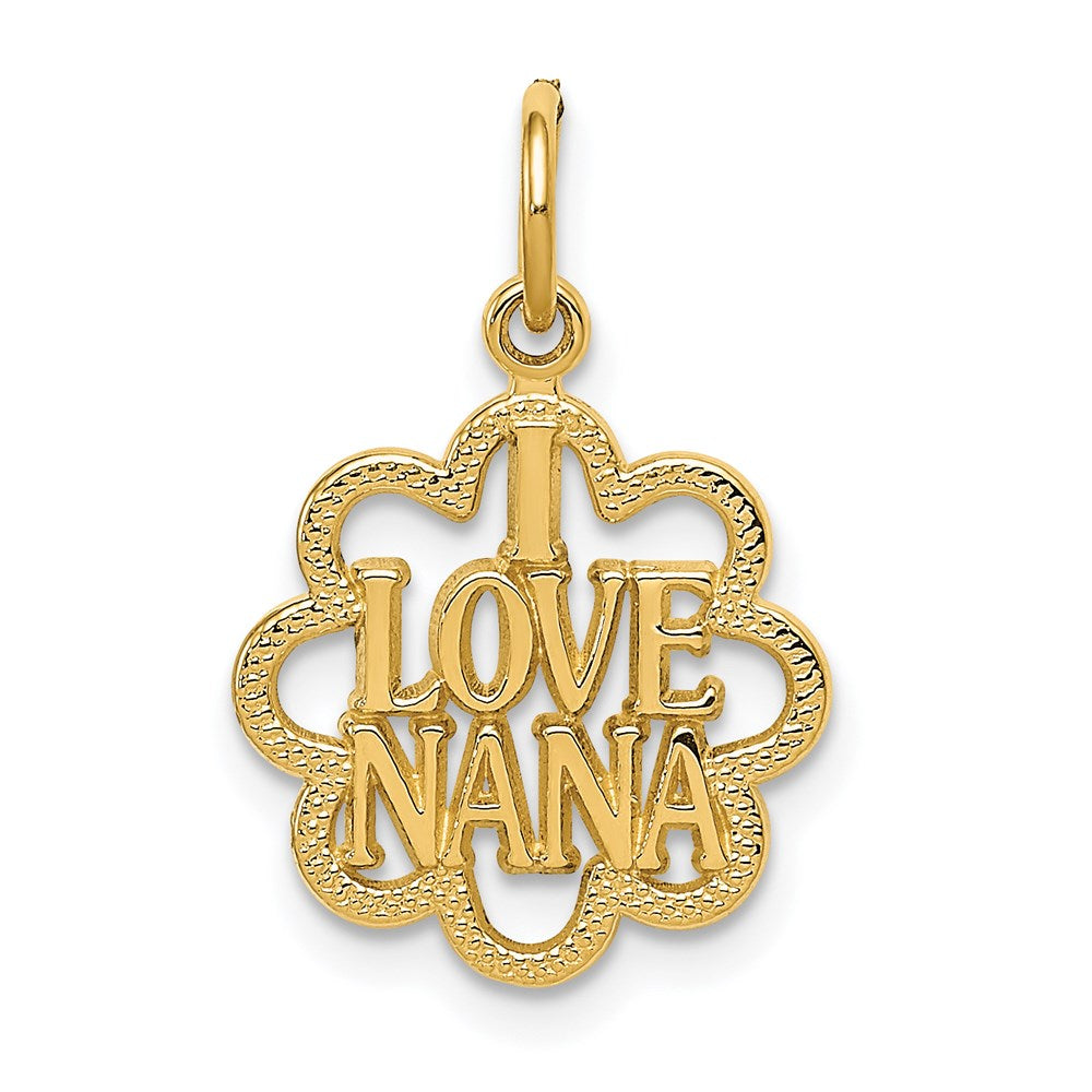 14k Yellow Gold I Love Nana Charm or Pendant, 14mm, Item P26128 by The Black Bow Jewelry Co.