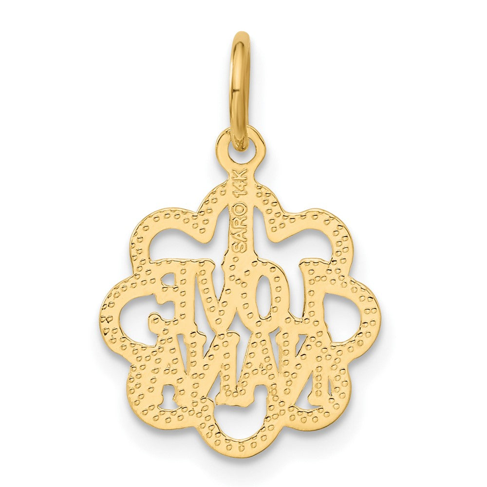 Alternate view of the 14k Yellow Gold I Love Nana Charm or Pendant, 14mm by The Black Bow Jewelry Co.