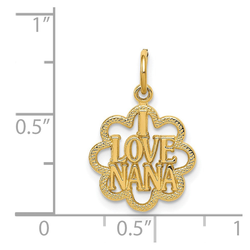 Alternate view of the 14k Yellow Gold I Love Nana Charm or Pendant, 14mm by The Black Bow Jewelry Co.