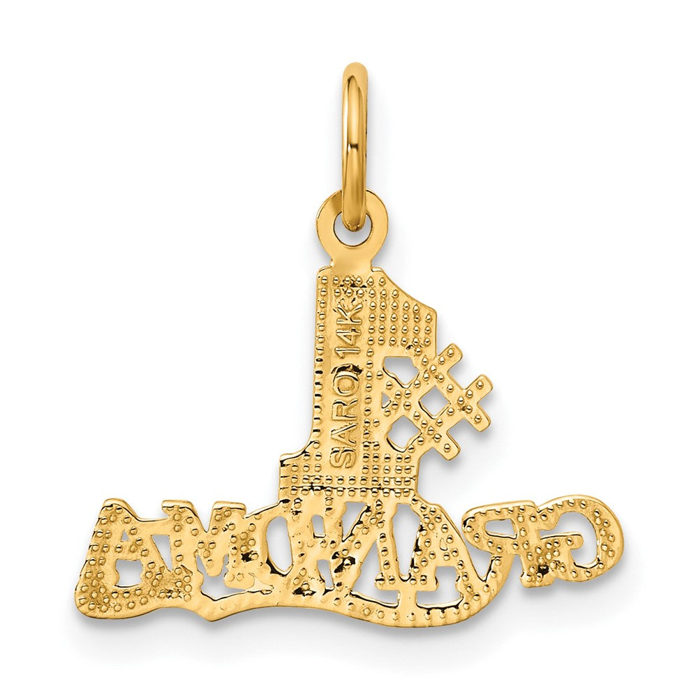 Alternate view of the 14k Yellow Gold #1 Grandma Charm or Pendant, 18mm by The Black Bow Jewelry Co.