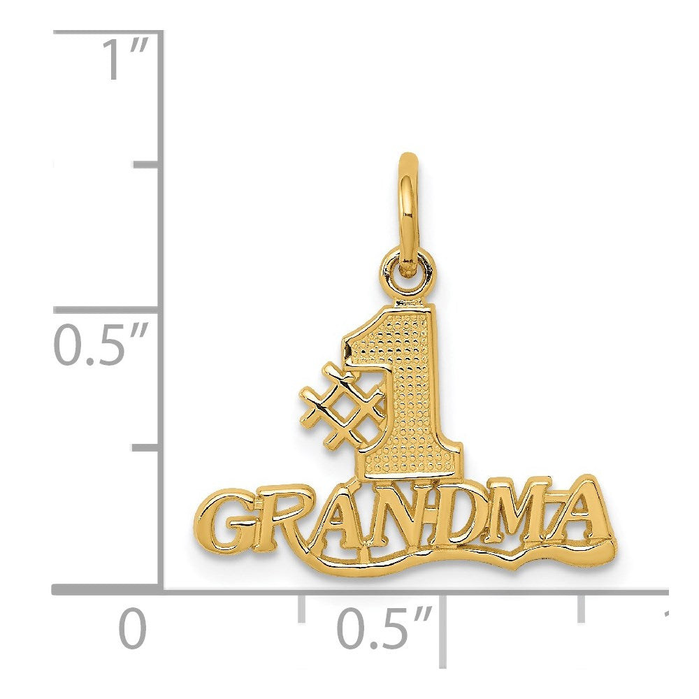 Alternate view of the 14k Yellow Gold #1 Grandma Charm or Pendant, 18mm by The Black Bow Jewelry Co.
