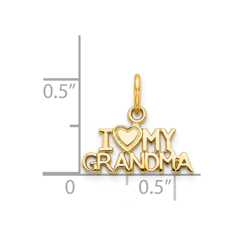 Alternate view of the 14k Yellow Gold I Love My Grandma Charm or Pendant, 15mm by The Black Bow Jewelry Co.