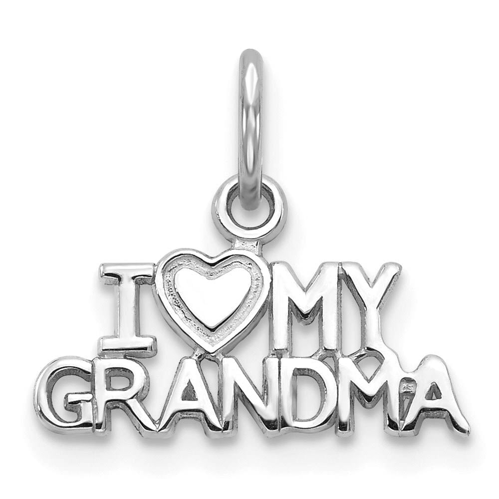 14k White Gold I Love My Grandma Charm or Pendant, 15mm, Item P26140 by The Black Bow Jewelry Co.