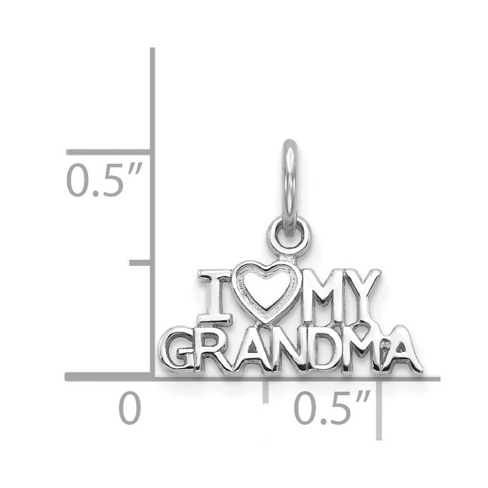 Alternate view of the 14k White Gold I Love My Grandma Charm or Pendant, 15mm by The Black Bow Jewelry Co.