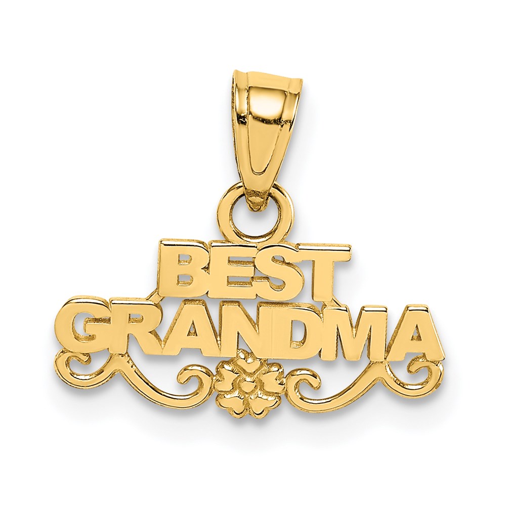 14k Yellow Gold Best Grandma Script Pendant, 16mm, Item P26141 by The Black Bow Jewelry Co.