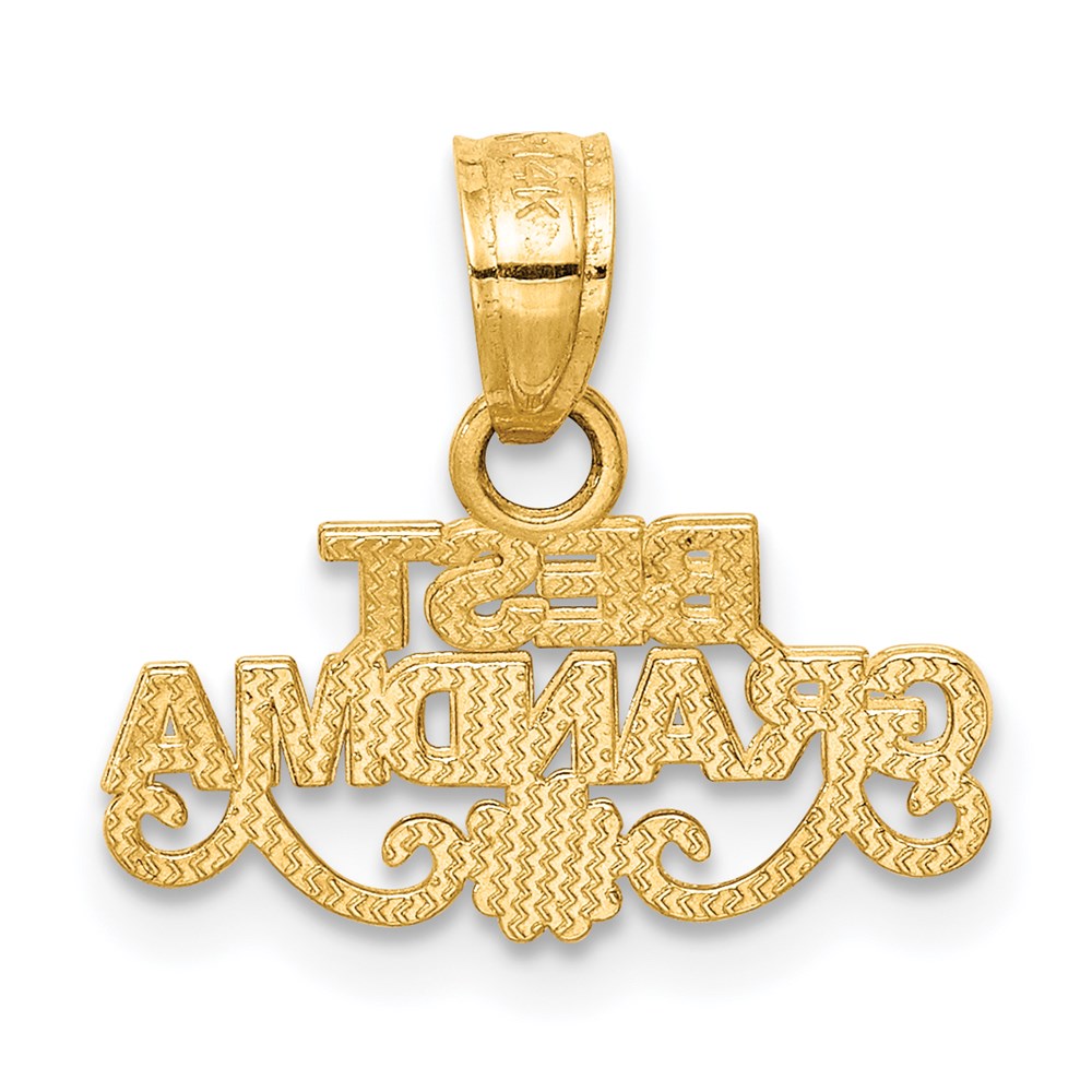 Alternate view of the 14k Yellow Gold Best Grandma Script Pendant, 16mm by The Black Bow Jewelry Co.