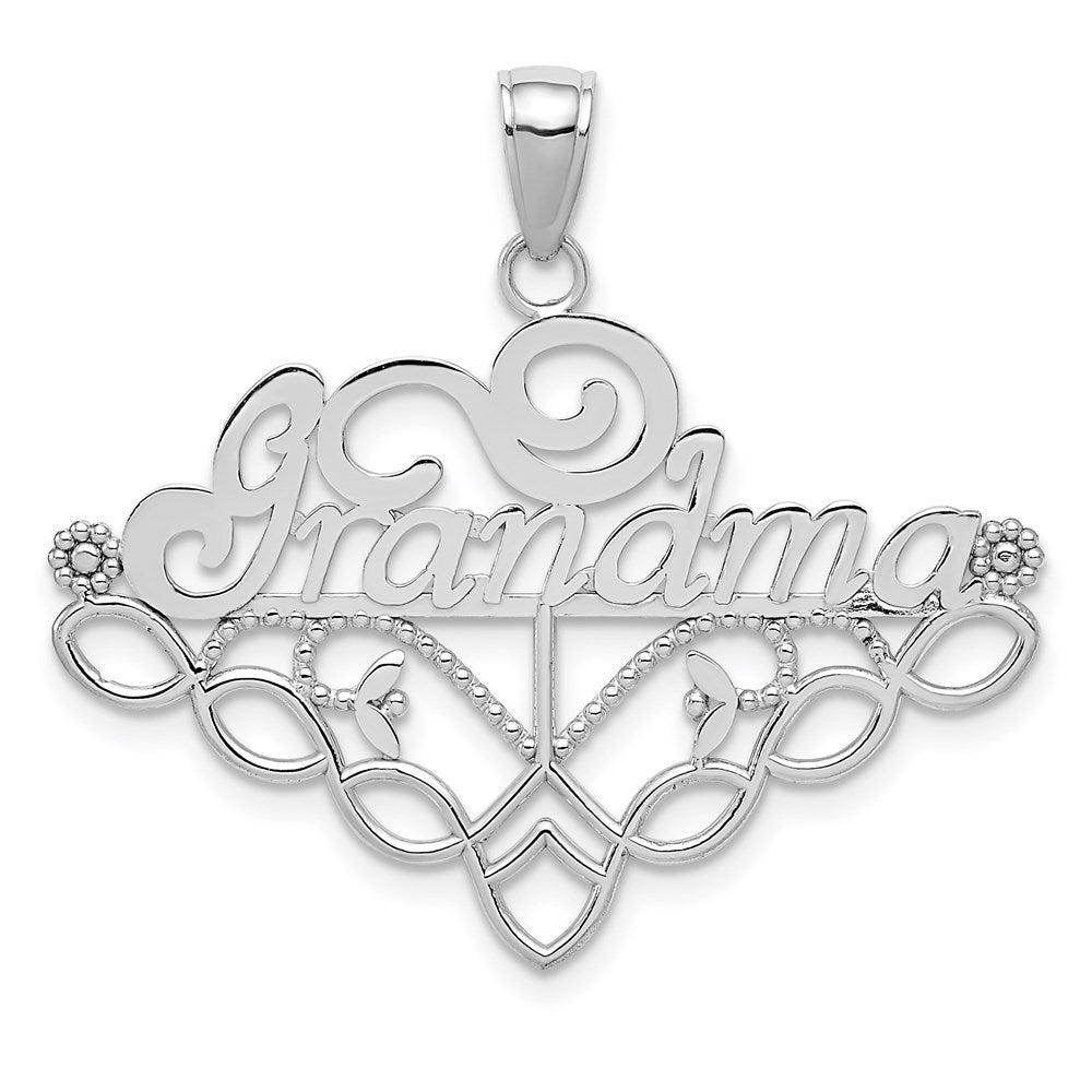 14k White Gold Grandma Birthstone Charm Holder Pendant, 33mm, Item P26145 by The Black Bow Jewelry Co.