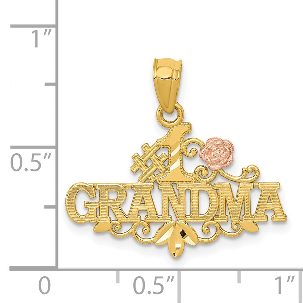 Alternate view of the 14k Yellow Gold and Rose Gold #1 Grandma with Rose Pendant, 22mm by The Black Bow Jewelry Co.