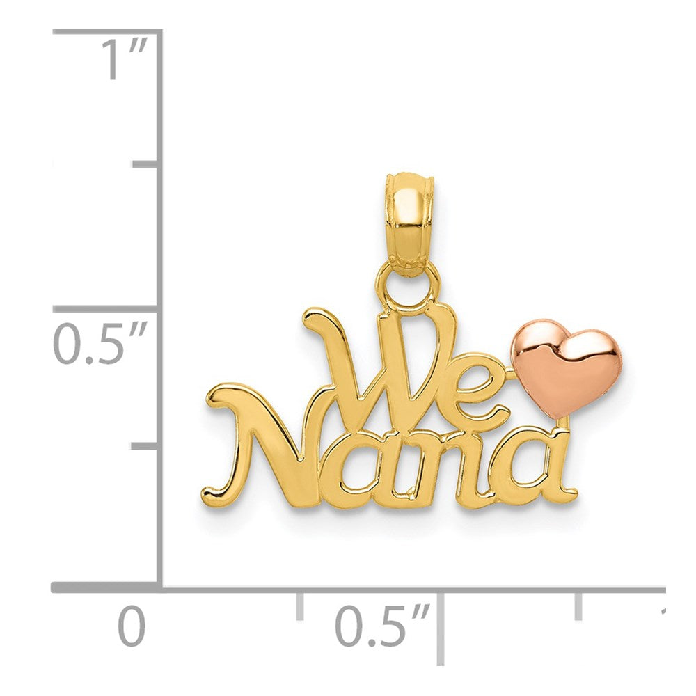Alternate view of the 14k Two Tone Gold We Love You Nana Pendant, 19mm by The Black Bow Jewelry Co.