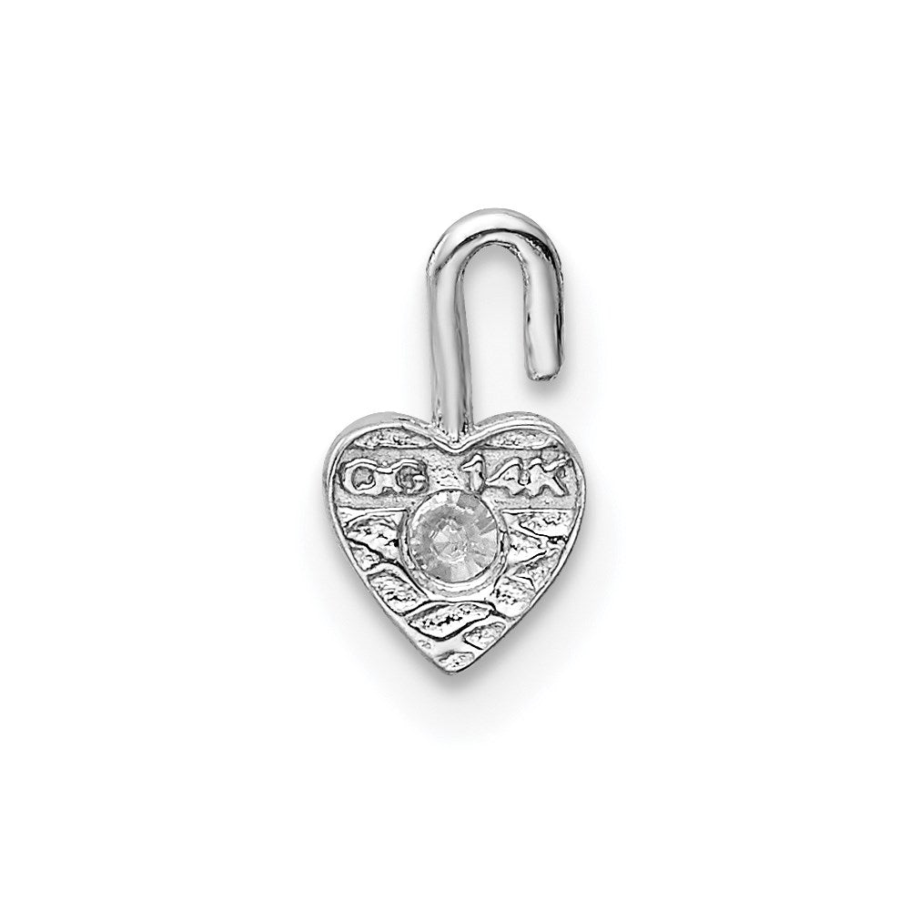 Alternate view of the Apr Synthetic White Topaz 14k White Gold Heart Pendant Enhancer, 5mm by The Black Bow Jewelry Co.