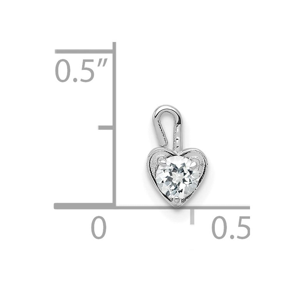 Alternate view of the Apr Synthetic White Topaz 14k White Gold Heart Pendant Enhancer, 5mm by The Black Bow Jewelry Co.