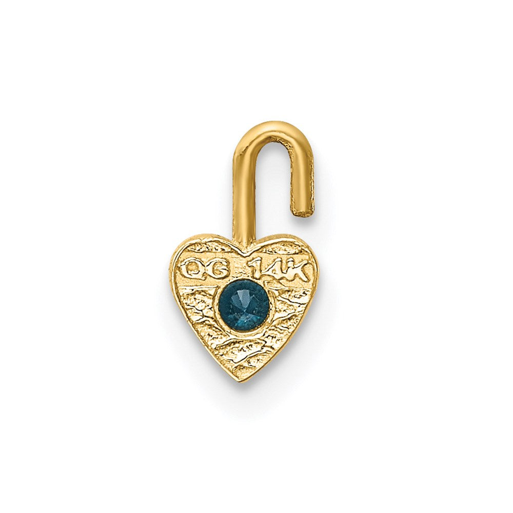 Alternate view of the Dec Synthetic Blue Topaz 14k Yellow Gold Heart Pendant Enhancer, 5mm by The Black Bow Jewelry Co.