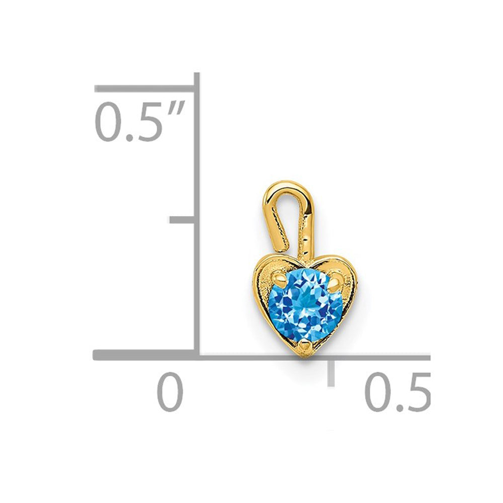 Alternate view of the Dec Synthetic Blue Topaz 14k Yellow Gold Heart Pendant Enhancer, 5mm by The Black Bow Jewelry Co.