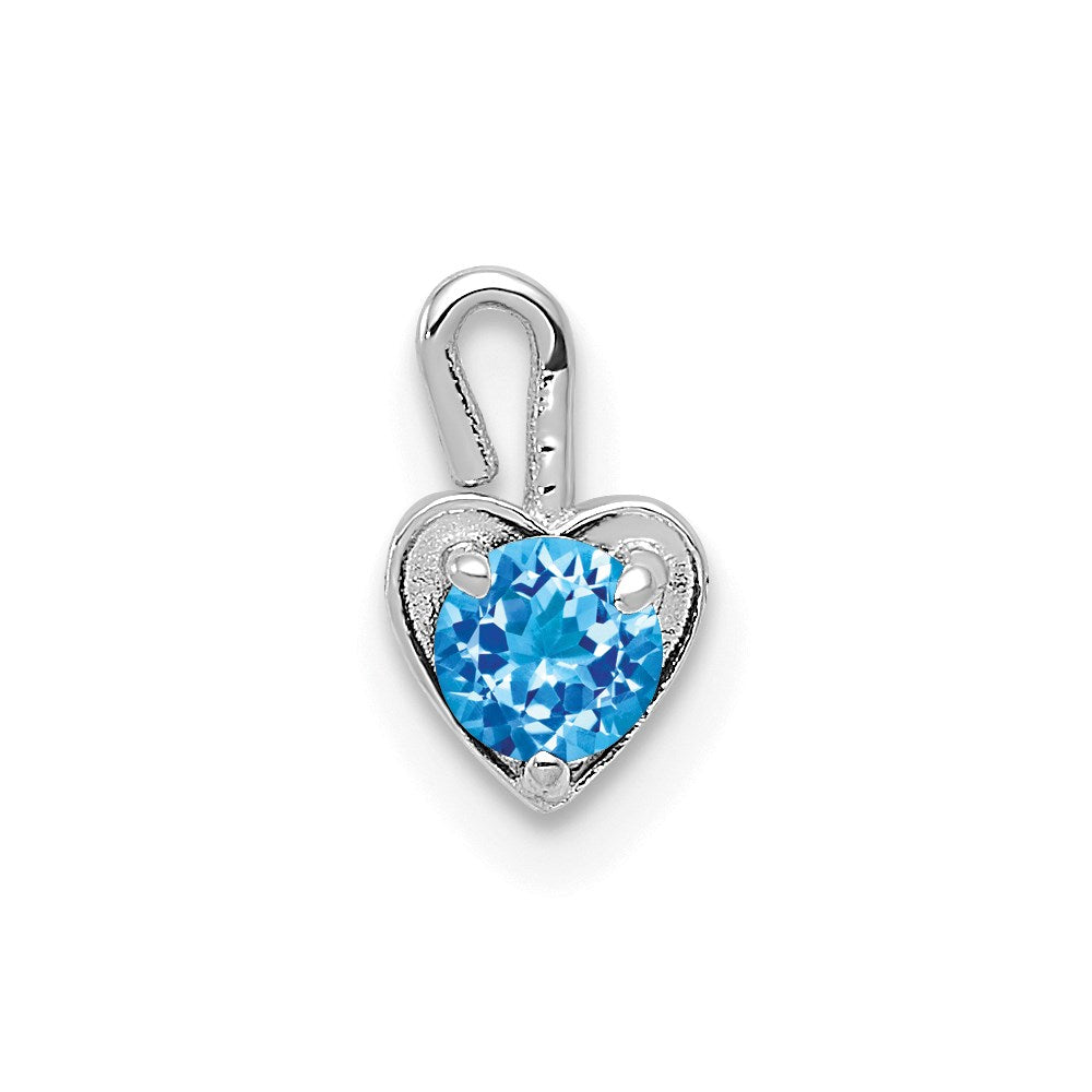 Dec Synthetic Blue Topaz 14k White Gold Heart Pendant Enhancer, 5mm, Item P26178 by The Black Bow Jewelry Co.