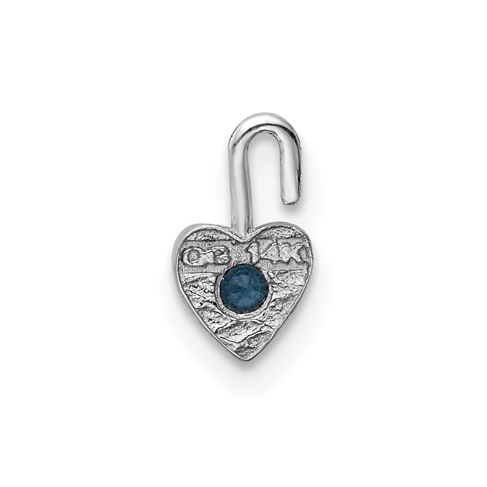 Alternate view of the Dec Synthetic Blue Topaz 14k White Gold Heart Pendant Enhancer, 5mm by The Black Bow Jewelry Co.