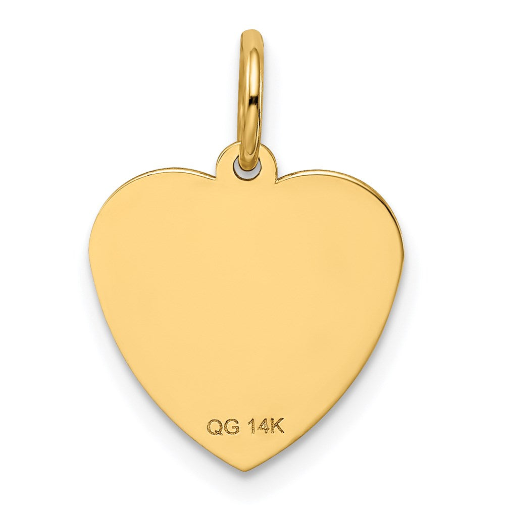 Alternate view of the 14k Yellow Gold #1 Goddaughter Heart Disc Charm or Pendant, 17mm by The Black Bow Jewelry Co.