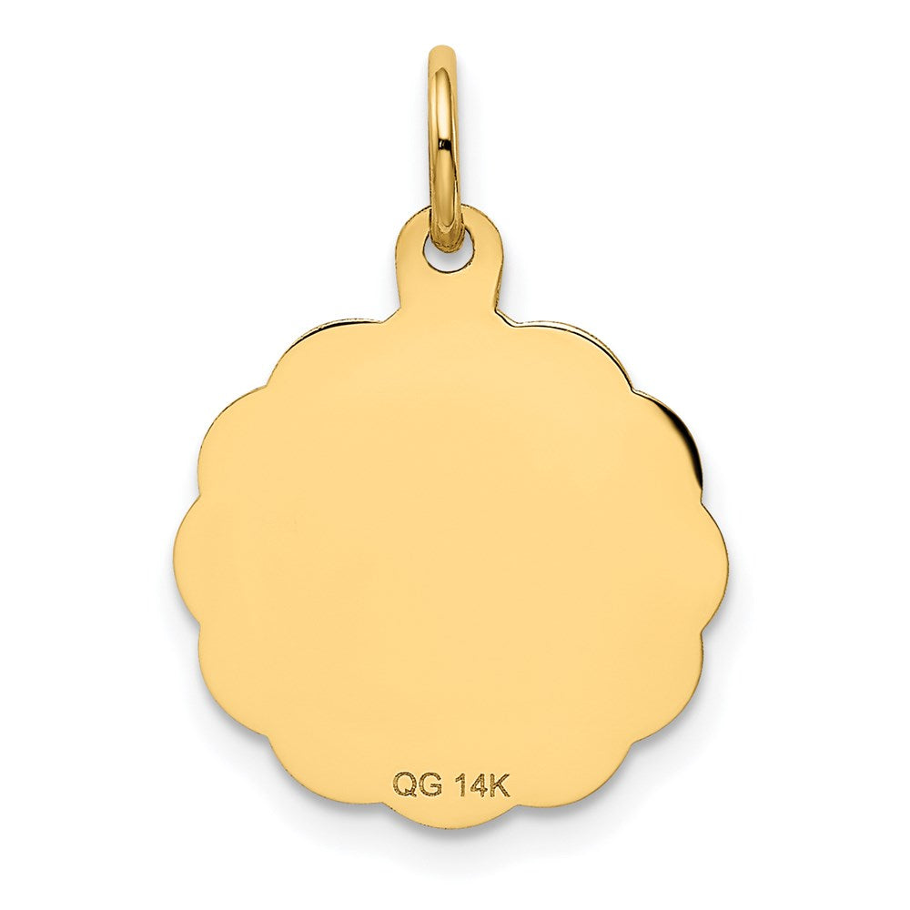 Alternate view of the 14k Yellow Gold #1 Godmother Circle Charm or Pendant, 15mm by The Black Bow Jewelry Co.