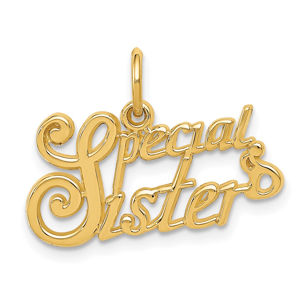 14k Yellow Gold Special Sister Charm or Pendant, 21mm, Item P26184 by The Black Bow Jewelry Co.