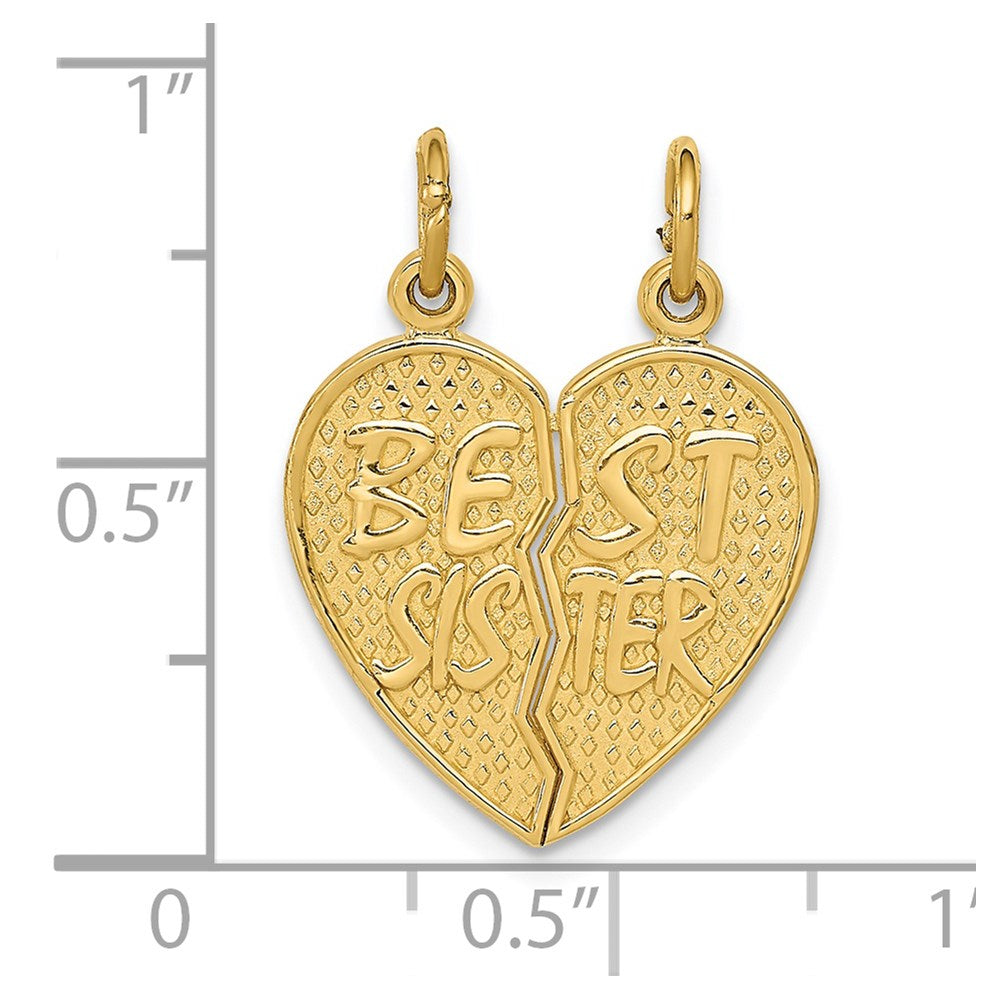 Alternate view of the 14k Yellow Gold Best Sister Set of 2 Charm or Pendants, 17mm by The Black Bow Jewelry Co.