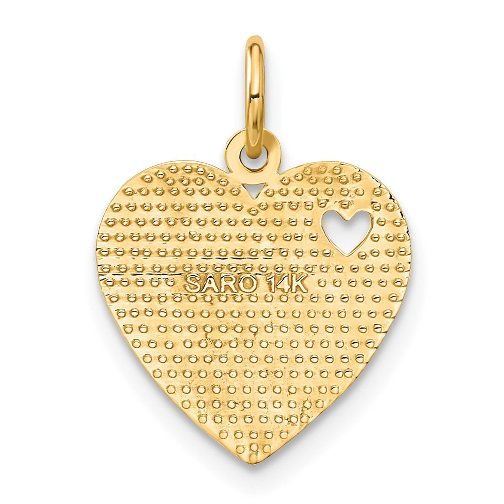 Alternate view of the 14k Yellow Gold Very Special Sis Heart Charm or Pendant, 14mm by The Black Bow Jewelry Co.