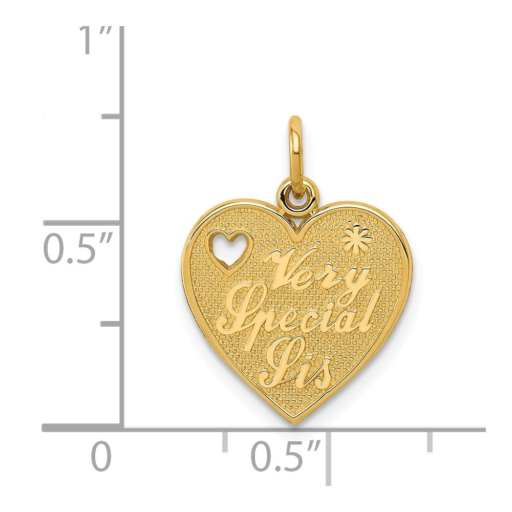 Alternate view of the 14k Yellow Gold Very Special Sis Heart Charm or Pendant, 14mm by The Black Bow Jewelry Co.