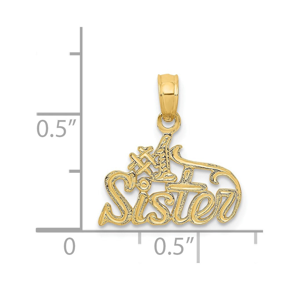 Alternate view of the 14k Yellow Gold #1 Sister Pendant, 15mm by The Black Bow Jewelry Co.