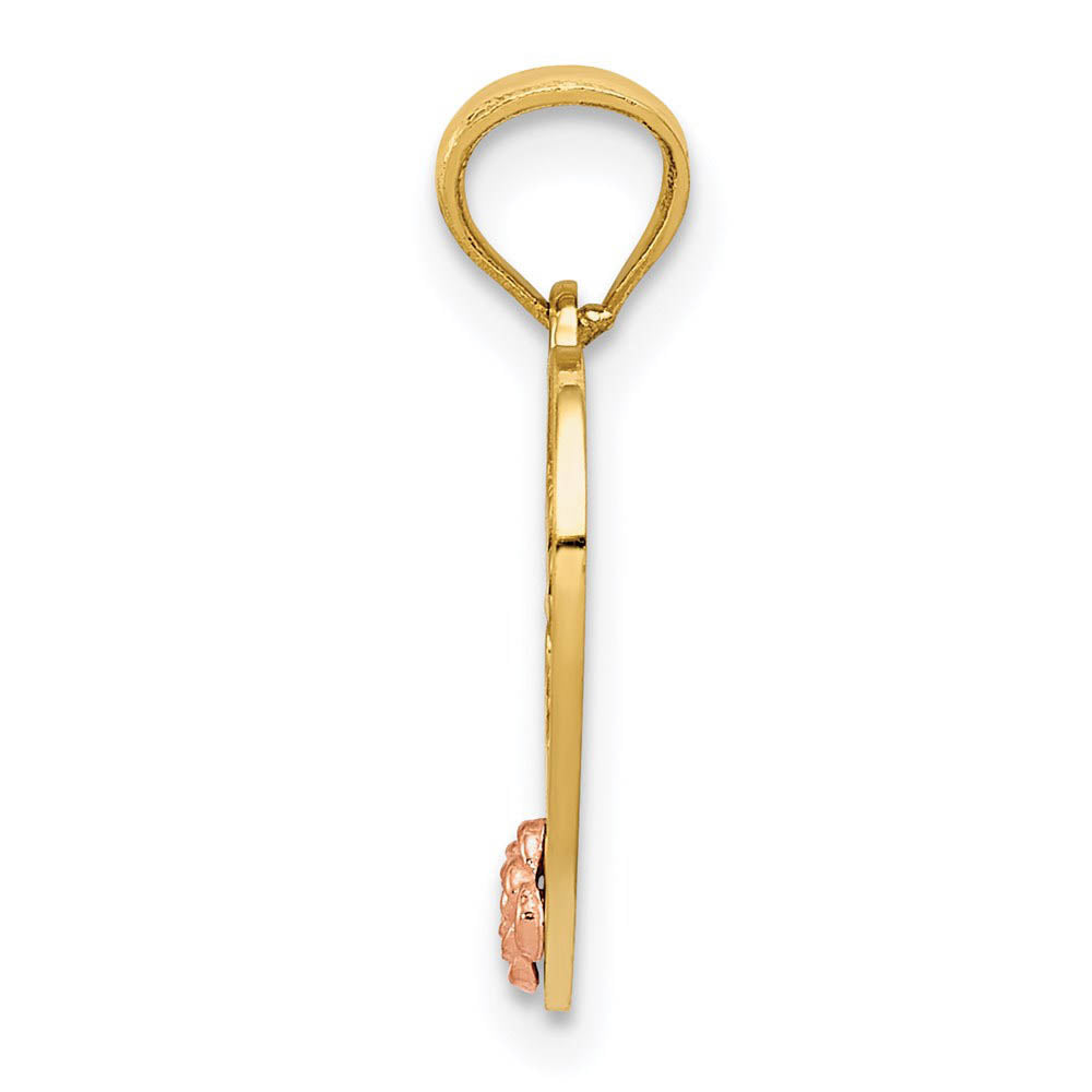 Alternate view of the 14k Two Tone Gold Little Sister Heart Pendant, 15mm by The Black Bow Jewelry Co.