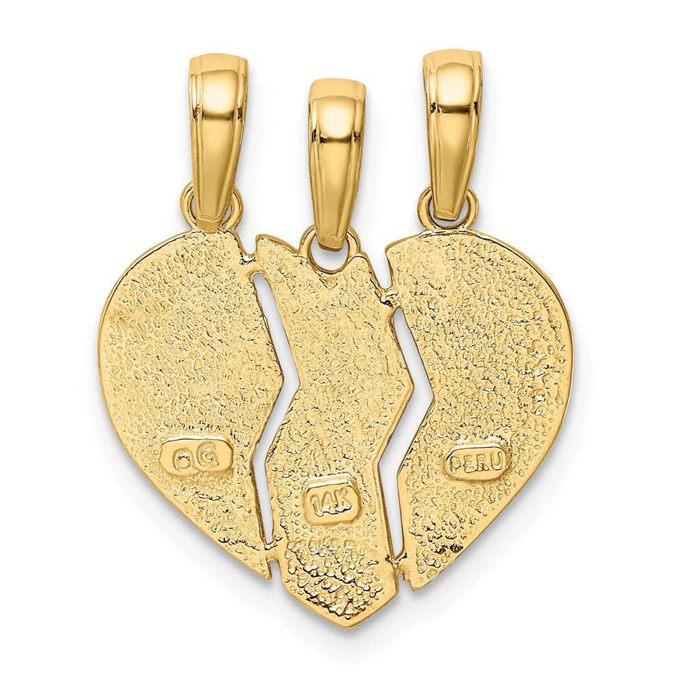 Alternate view of the 14k Yellow Gold Big Sis, Mom, Lil Sis Heart Three Piece Pendants, 18mm by The Black Bow Jewelry Co.