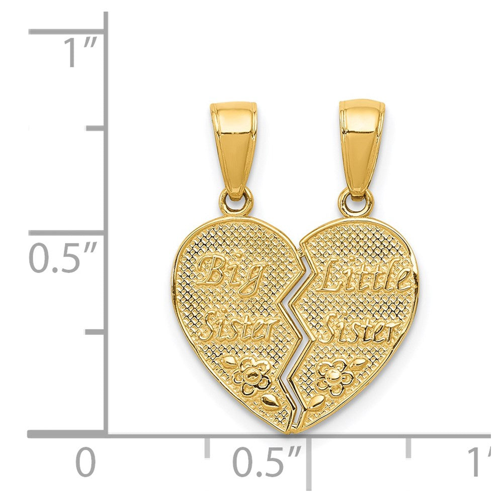 Alternate view of the 14k Yellow Gold Big Sister, Little Sister Set of 2 Pendants, 16mm by The Black Bow Jewelry Co.