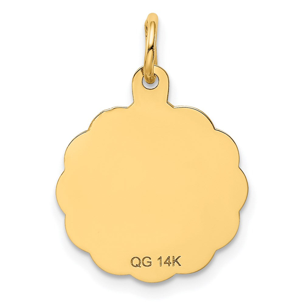 Alternate view of the 14k Yellow Gold Special Aunt Disc Charm or Pendant, 16mm by The Black Bow Jewelry Co.