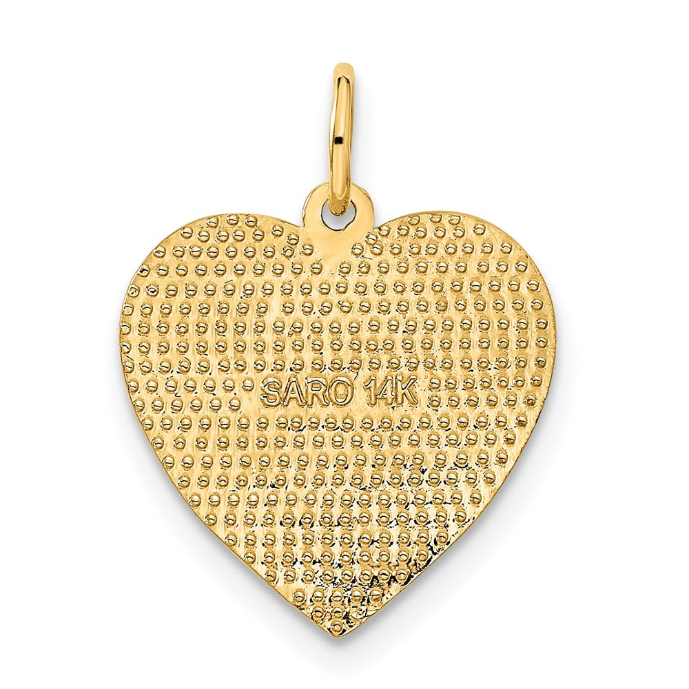 Alternate view of the 14k Yellow Gold Daddy's Little Girl Heart Charm or Pendant, 15mm by The Black Bow Jewelry Co.
