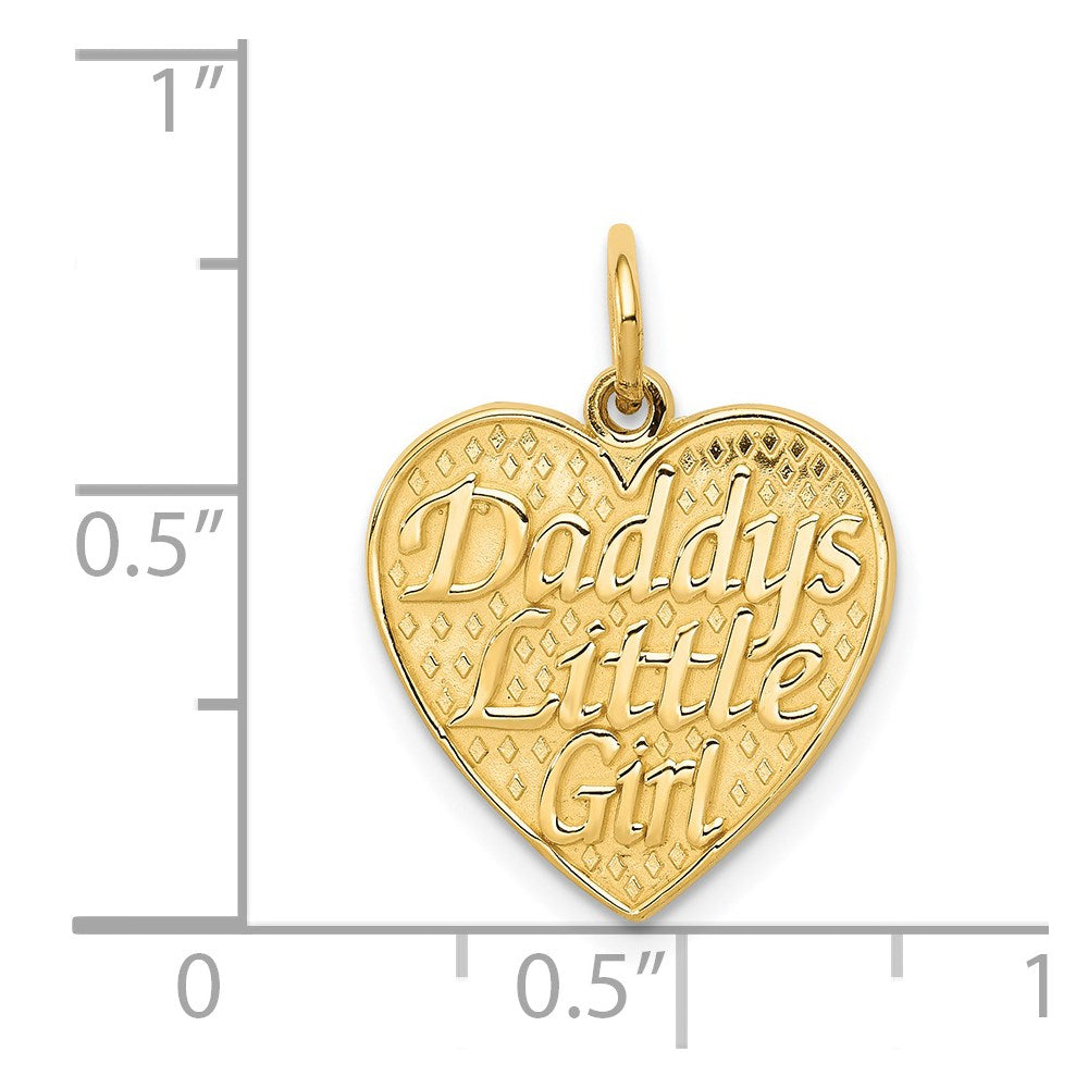 Alternate view of the 14k Yellow Gold Daddy's Little Girl Heart Charm or Pendant, 15mm by The Black Bow Jewelry Co.