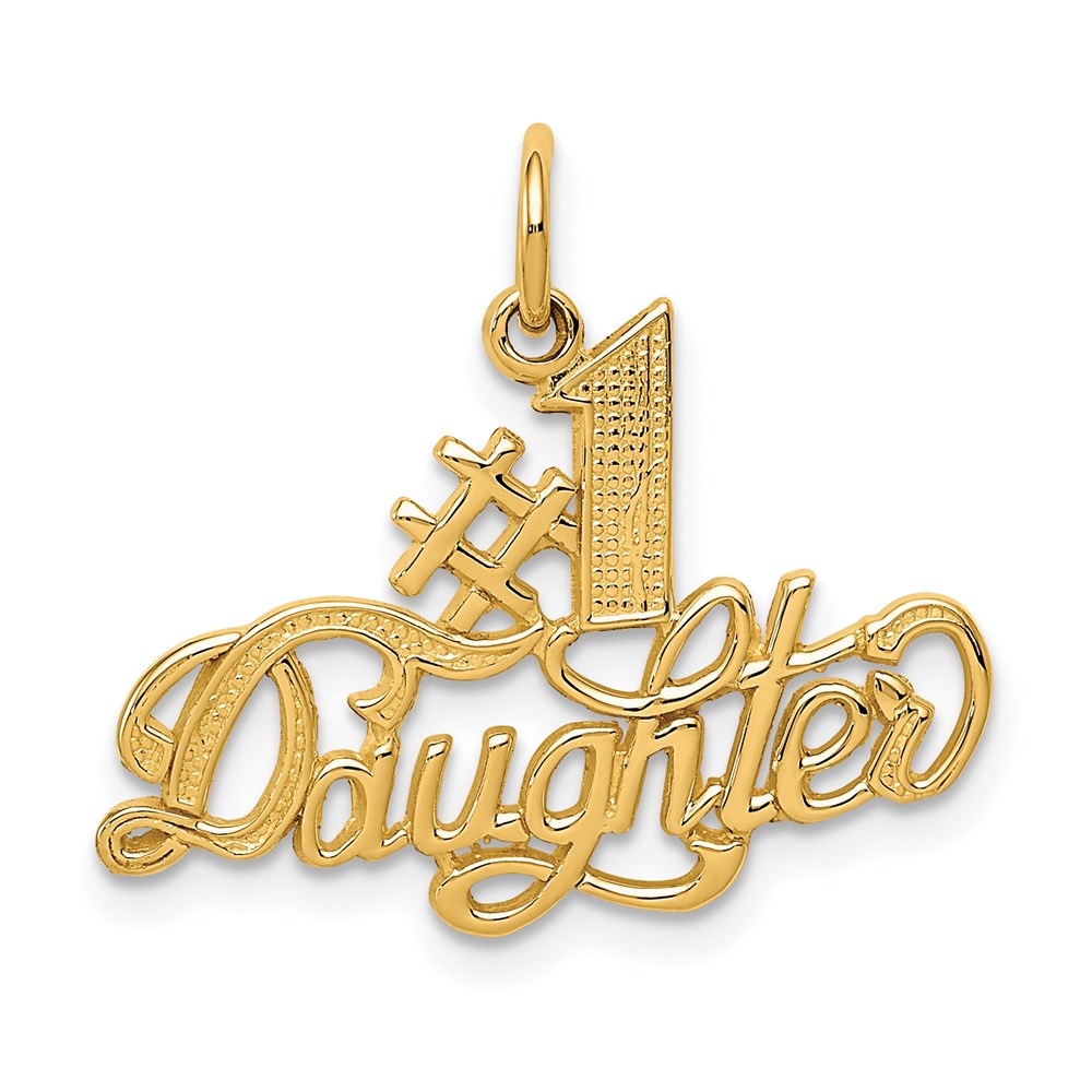 14k Yellow Gold #1 Daughter Charm or Pendant, 23mm, Item P26214 by The Black Bow Jewelry Co.