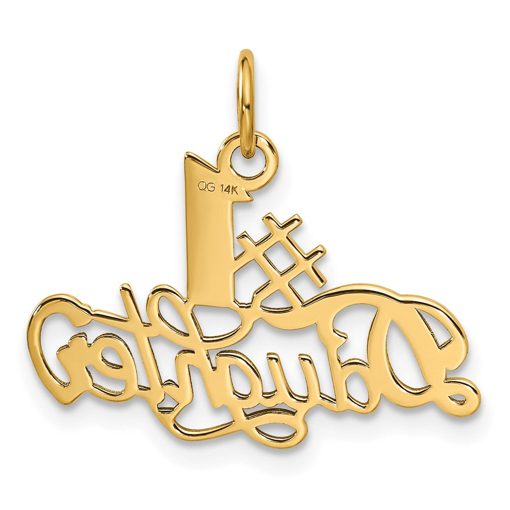 Alternate view of the 14k Yellow Gold #1 Daughter Charm or Pendant, 23mm by The Black Bow Jewelry Co.