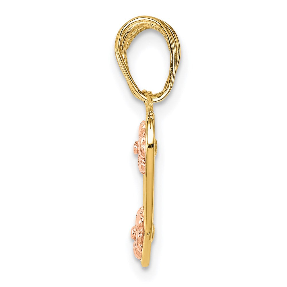 Alternate view of the 14k Two Tone Gold Mommy, Me Set of 2 Heart Pendant, 15mm by The Black Bow Jewelry Co.