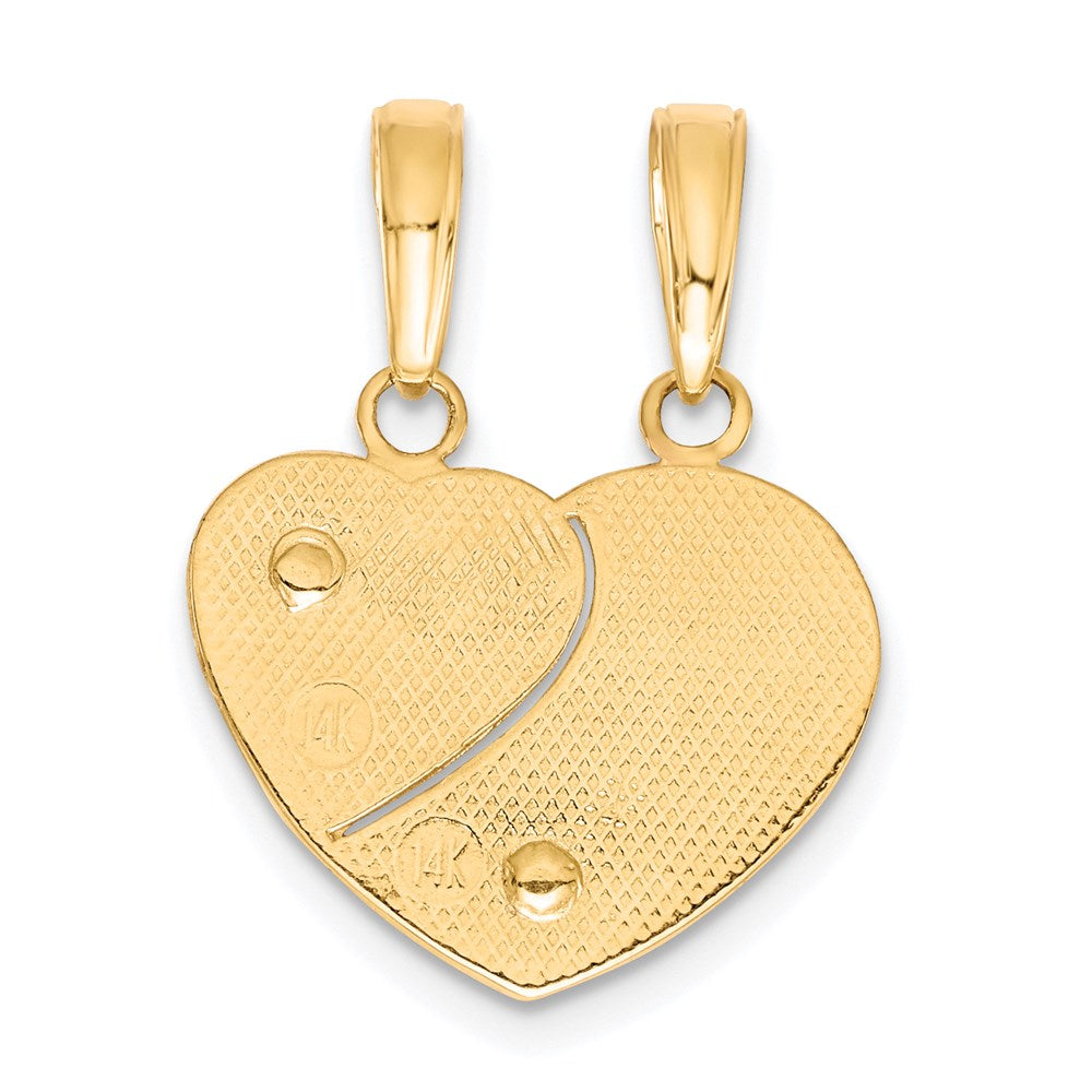 Alternate view of the 14k Two Tone Gold Mommy, Me Set of 2 Heart Pendant, 15mm by The Black Bow Jewelry Co.